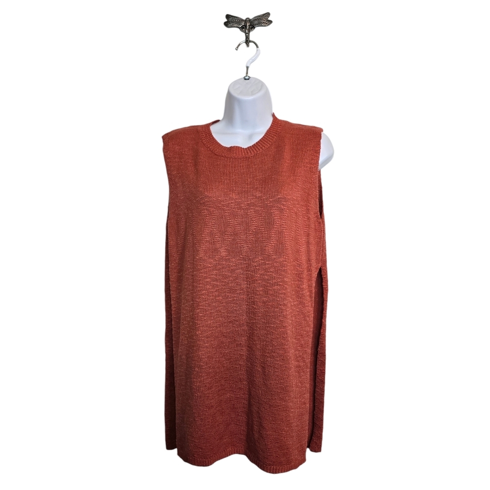 Women's Boho Sleeveless Knit Sweater Tank Top Sleeveless Side Slit M - Picture 2 of 13
